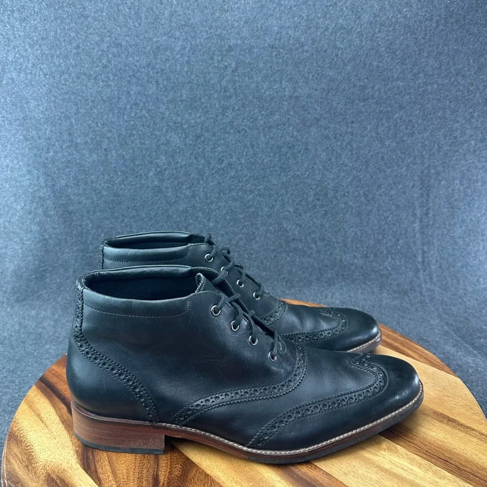 Cole Haan Liam Chukka II Wingtip Black Leather Ankle Boots C11052 Mens 11.5 Shoe
